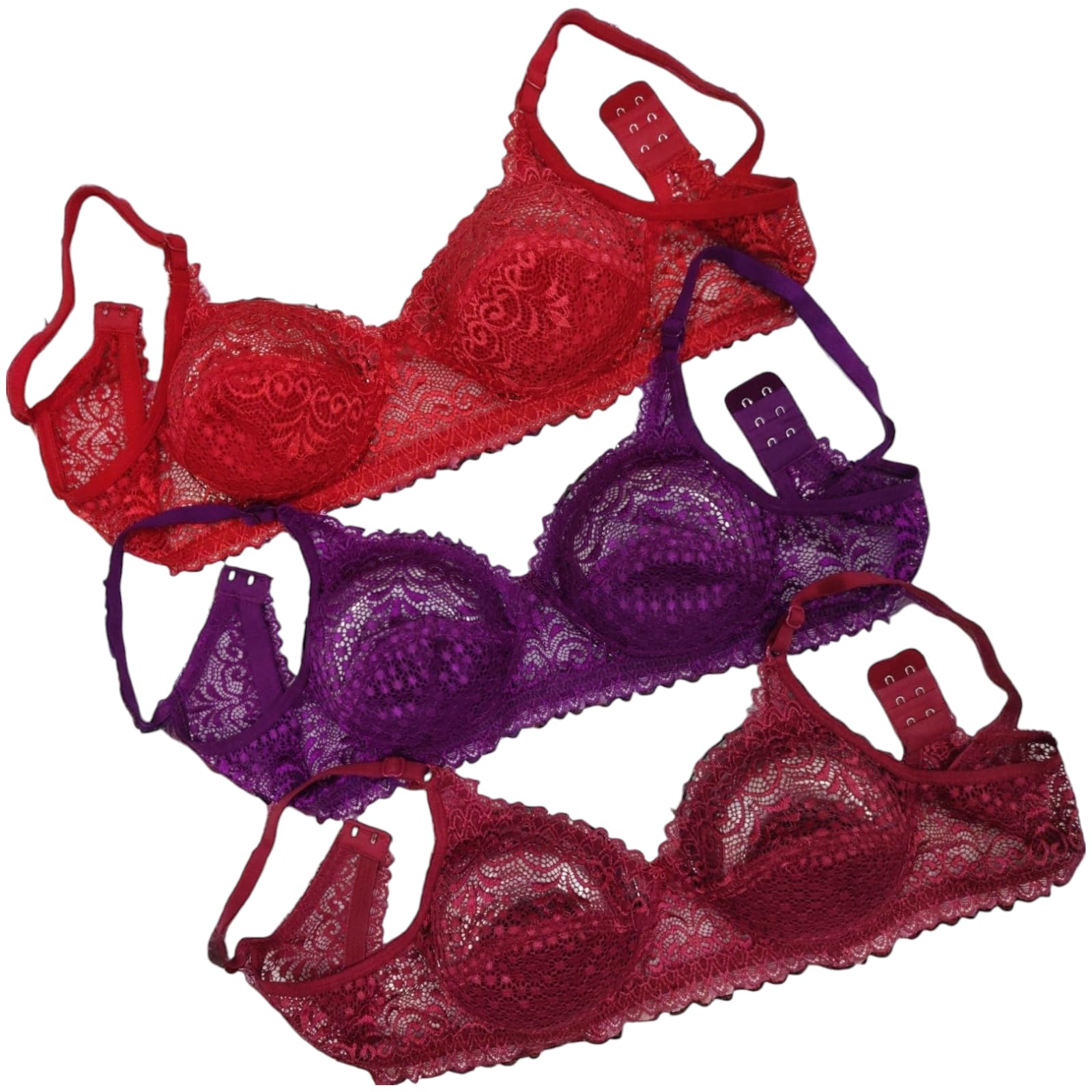 Piylu Women's Net Non Padded Wire Free Full Coverage Bra (Multicolor)