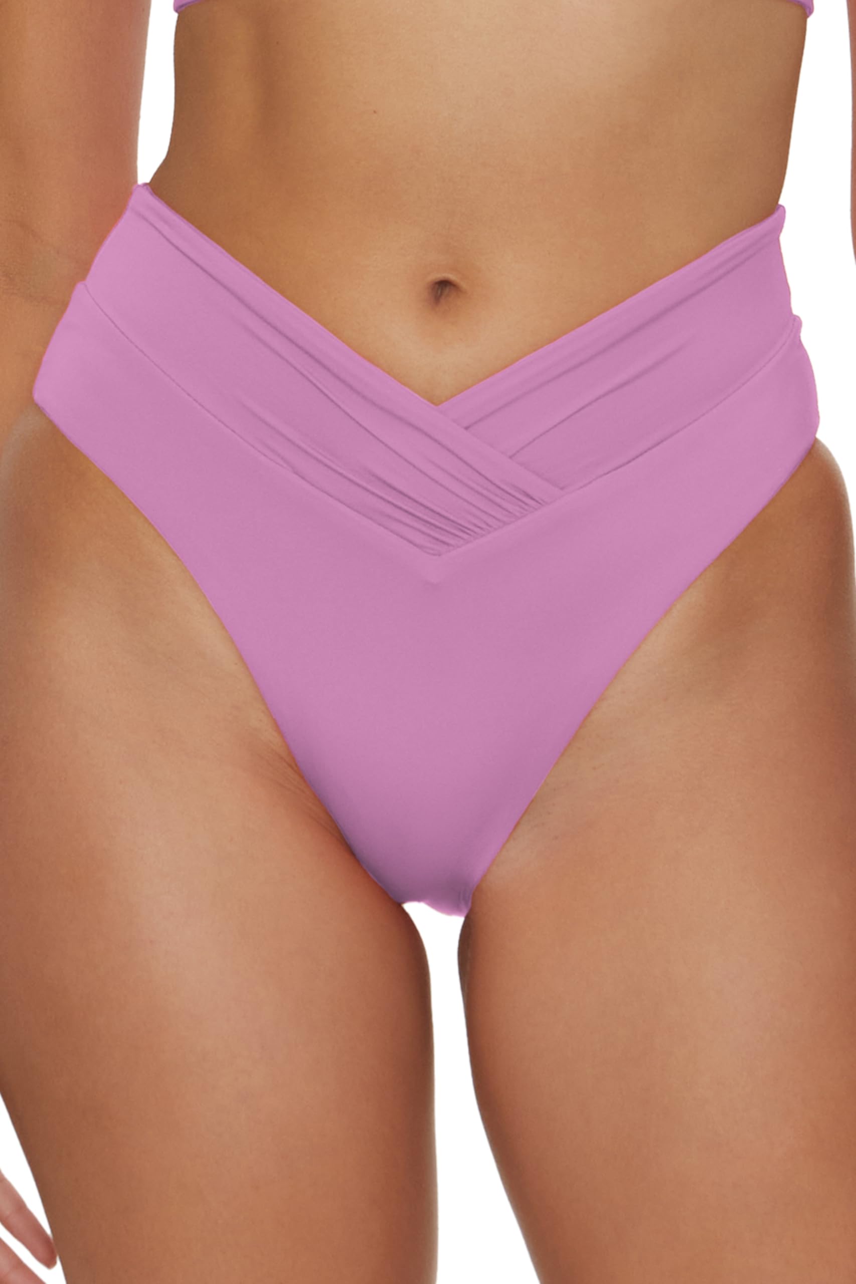 BECCA Slip Bikini Arricciato a Vita Alta da Donna, Colore Standard, Copertura sfacciata, Costumi da Bagno Separati