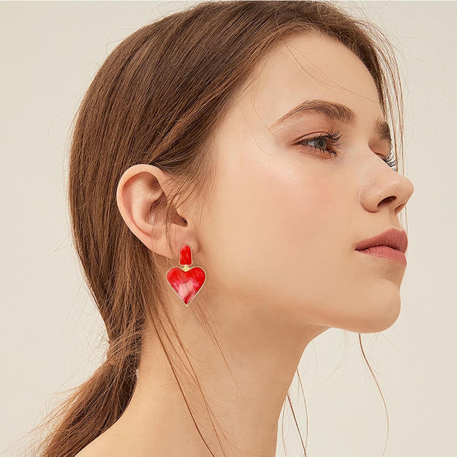 Handmade Heart Dangle Drop Earrings for Women Girls Colorful S925 Sterling Silver Post Love Geometric Aesthetic Statement Earrings for Women Gift for Her - Image 5