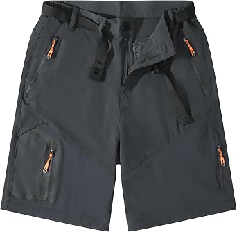 Men's Hiking Pants Outdoor Convertible Quick Dry Fishing Pants & Shorts (Khaki, Black)
