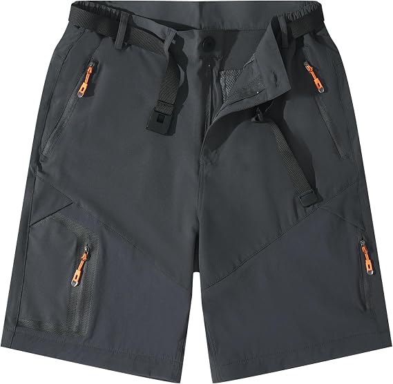 Men's Hiking Pants Outdoor Convertible Quick Dry Fishing Pants & Shorts (Khaki, Black)