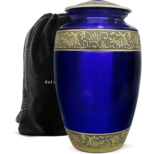 Urn for Ashes Adult - Elegant Handcrafted Cremation Urn – A Lasting Memorial Tribute with Large Memorial Funeral Burial Urns (Blue, Large)
