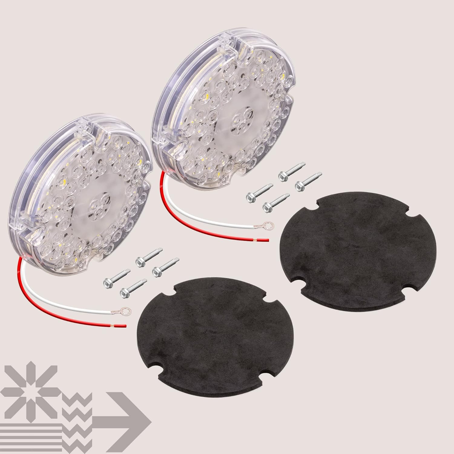 TRUE MODS 2pc 7" Round 47-LED Reverse Tail Light For School Bus Transit Vehicles Refuse Hauler [DOT FMVSS-108] [SAE (2) R] [Back-up Signal] [9-16V DC] For Trailer Truck - WHITE