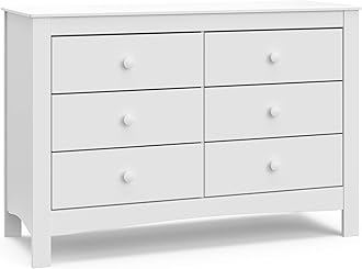 Noah 6-Drawer Dresser (White) – GREENGUARD Gold Certified, White Dresser for Bedroom, Kids & Nursery Storage Chest, Safety Interlocking Drawers, Pre-Installed Tracks, Kids Chest