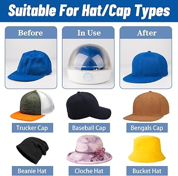Automatic Cap Cleaner with steam and Dry,Steam Iron to Reshape the Hat,Restore Misshapen Hat/Cap Natural Shape with Steam and Hot&Cold Wind