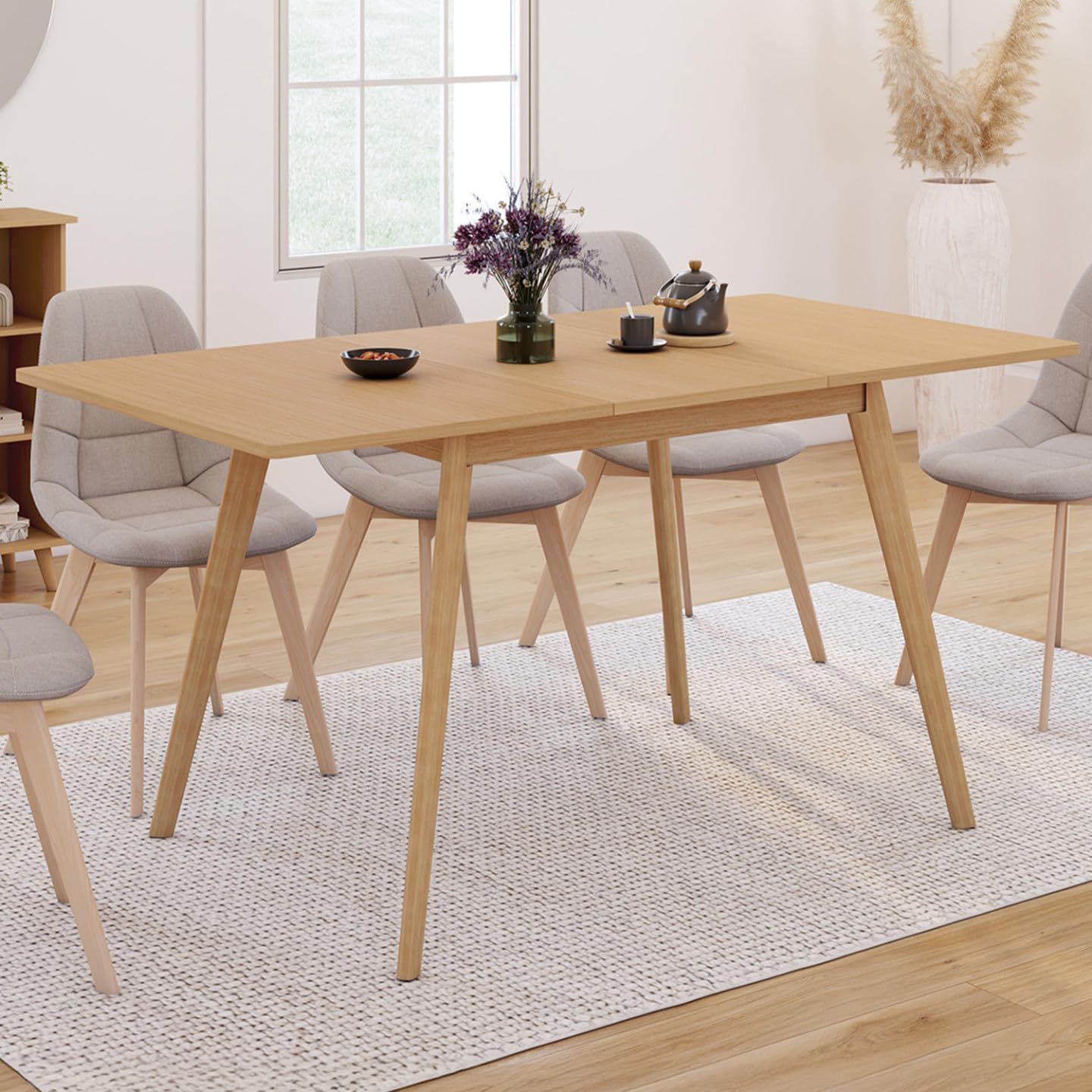 IDMarket - Mesa de comedor extensible rectangular Noor 4-8 personas, efecto madera 110-150 cm