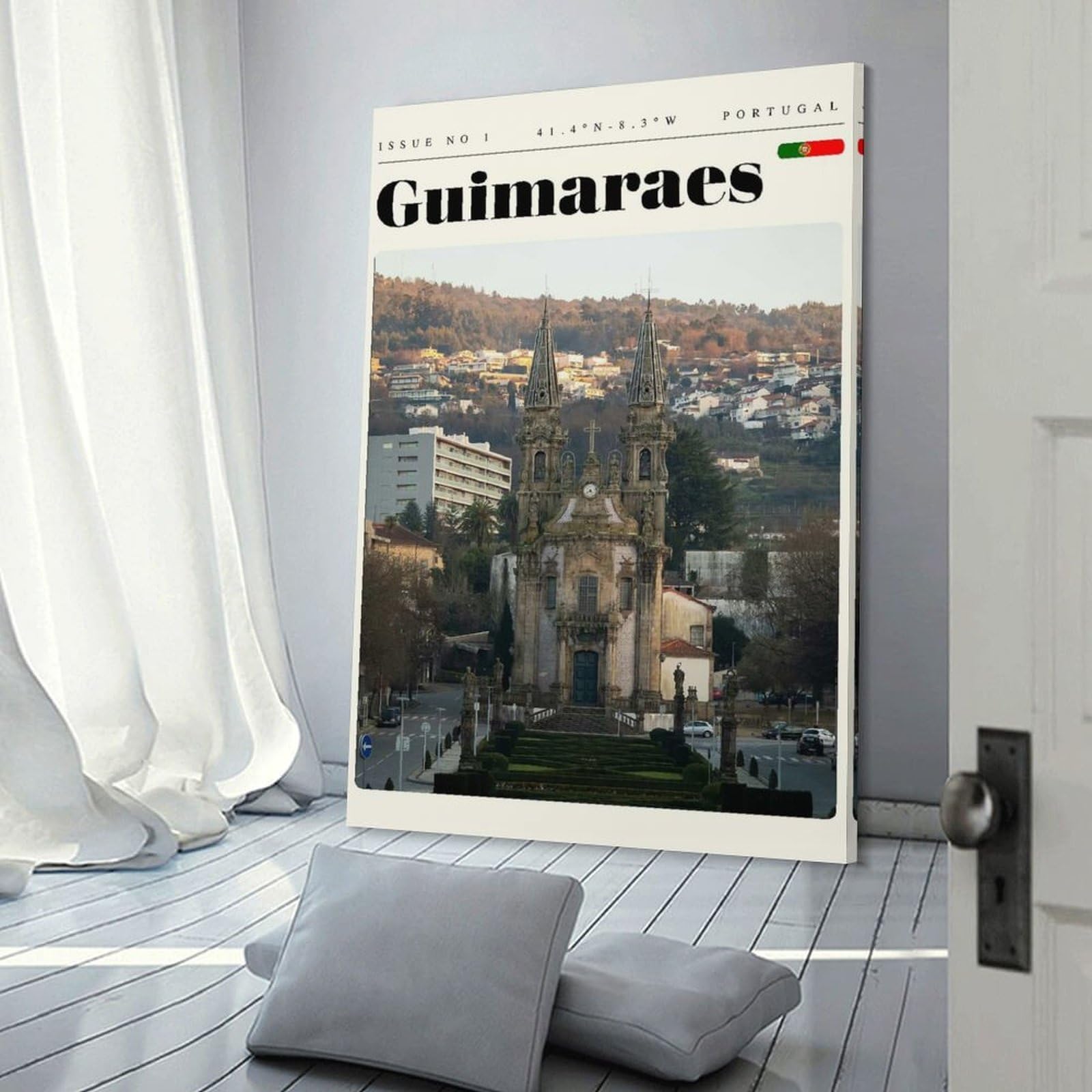 Junmoney Frame-Style-21 Canvas Wall Art Guimaraes Portugal Travel Art, 08X12inch(20X30cm), For Bedroom, Lounge Or Dressing Area, Canvas Wall Decor For Personal Spaces