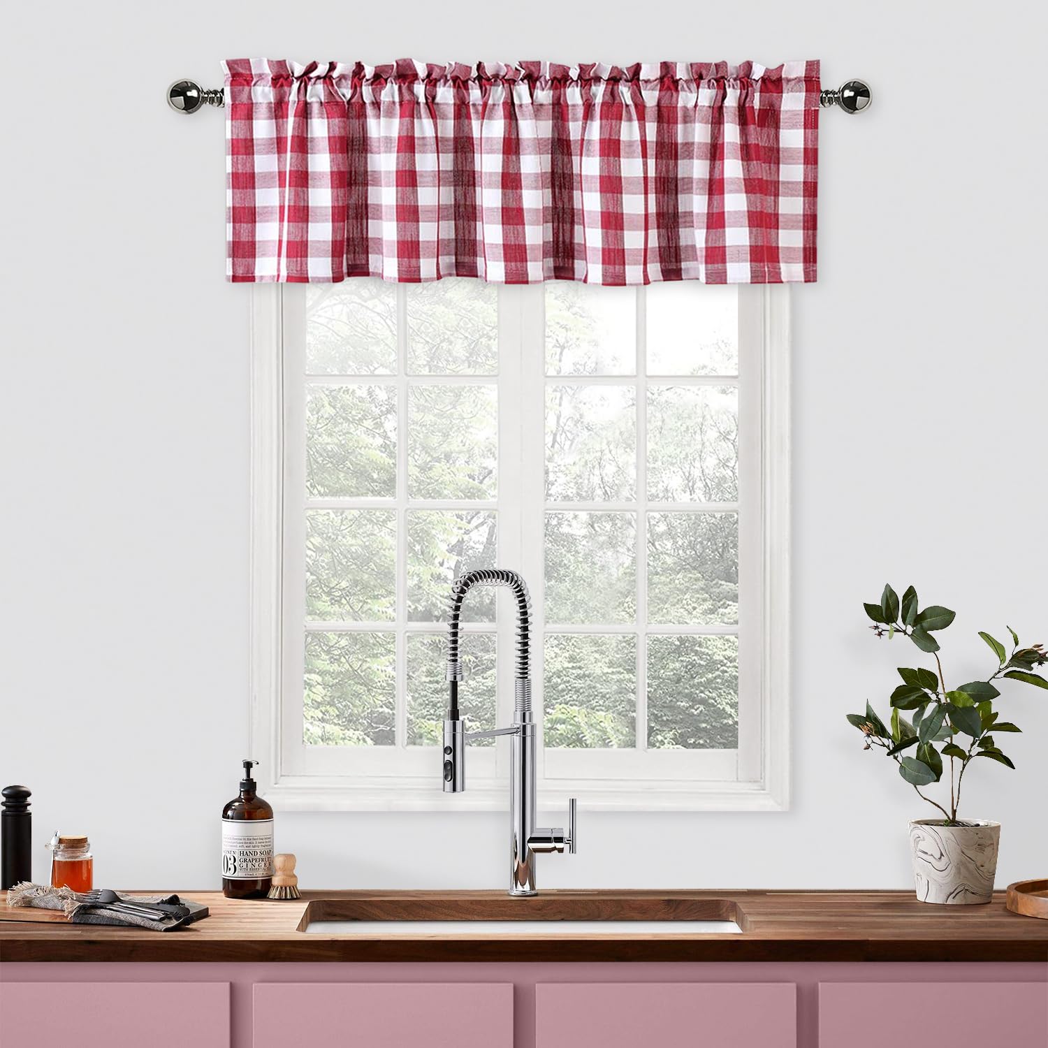 AWJTNCQ Tenda Mantovana Per Cucina Con Foglie Di Eucalipto – 1 Pannello 137x45 Cm, Tasca Per Asta, Poliestere, Per Finestre, Bagno E Soggiorno