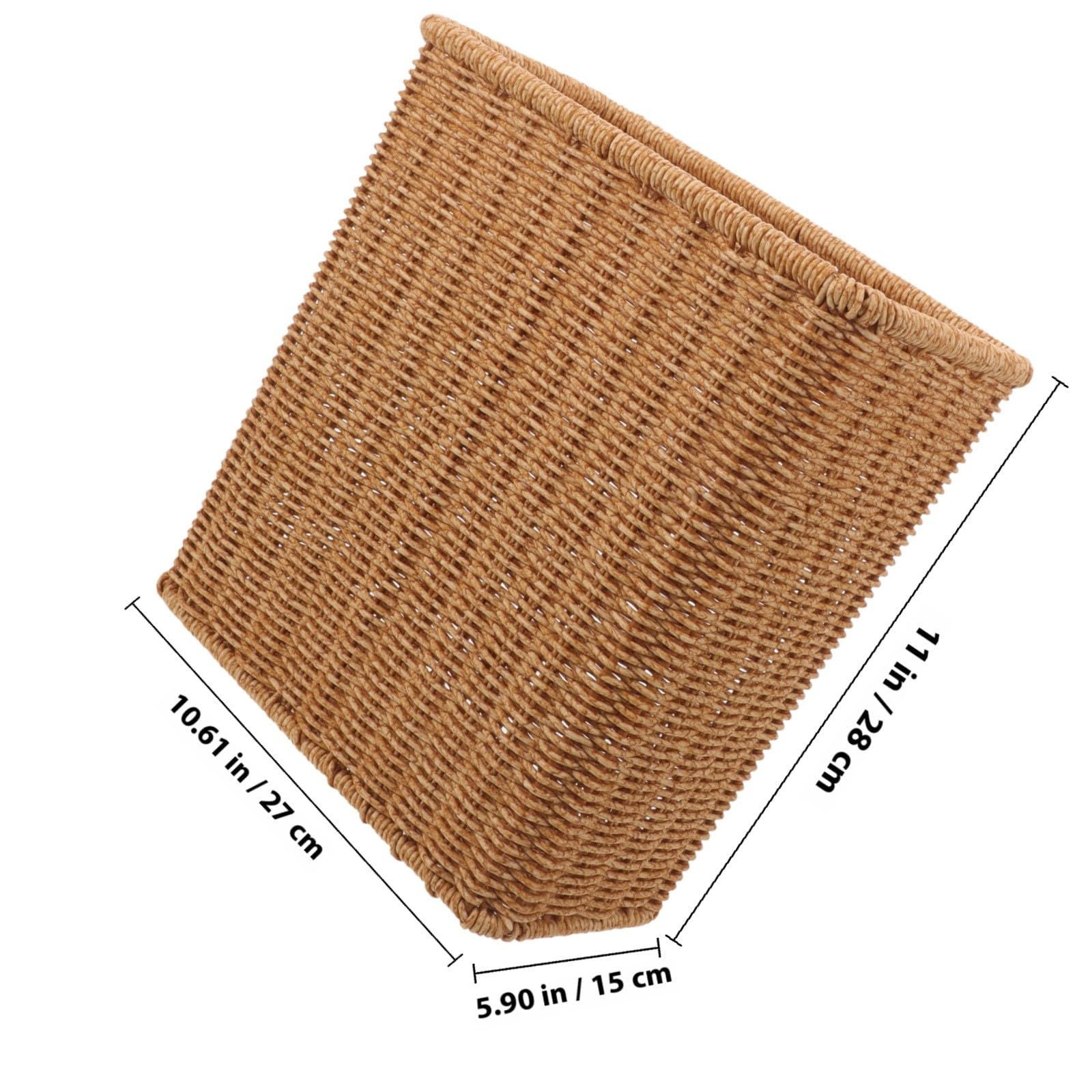 Cesta Mimbre Tapa Multifunción Ligera de Plástico Estilo Rústico para Almacenamiento y Basura Pequeña en Dormitorio o Baño