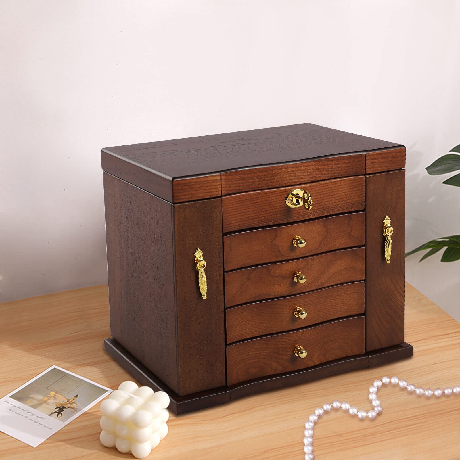 Changsuo Boîte à bijoux en bois pour femme avec tiroirs Changsuo Boîte à bijoux en bois pour femme avec tiroirs