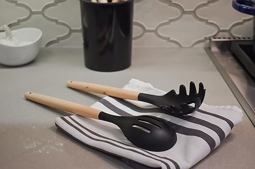 Miniatura 5 de Juego de utensilios de cocina, 12 piezas de silicona sin BPA con mango de madera y recipiente de almacenamiento