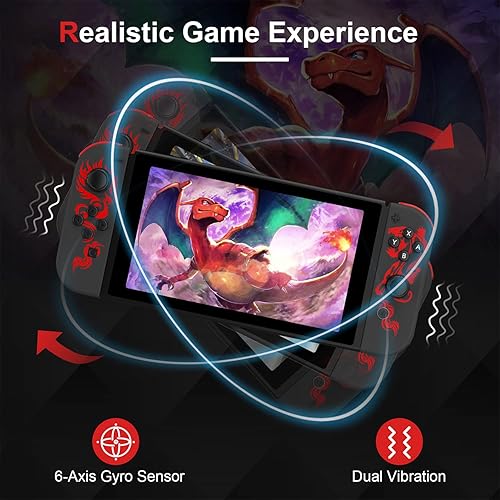 Miniatura 5 de PPKKAI Controller for Nintendo Switch, Red Dragon Controllers for SwitchLiteOLED, Replacement Controllers with Dual VibrationWake-up