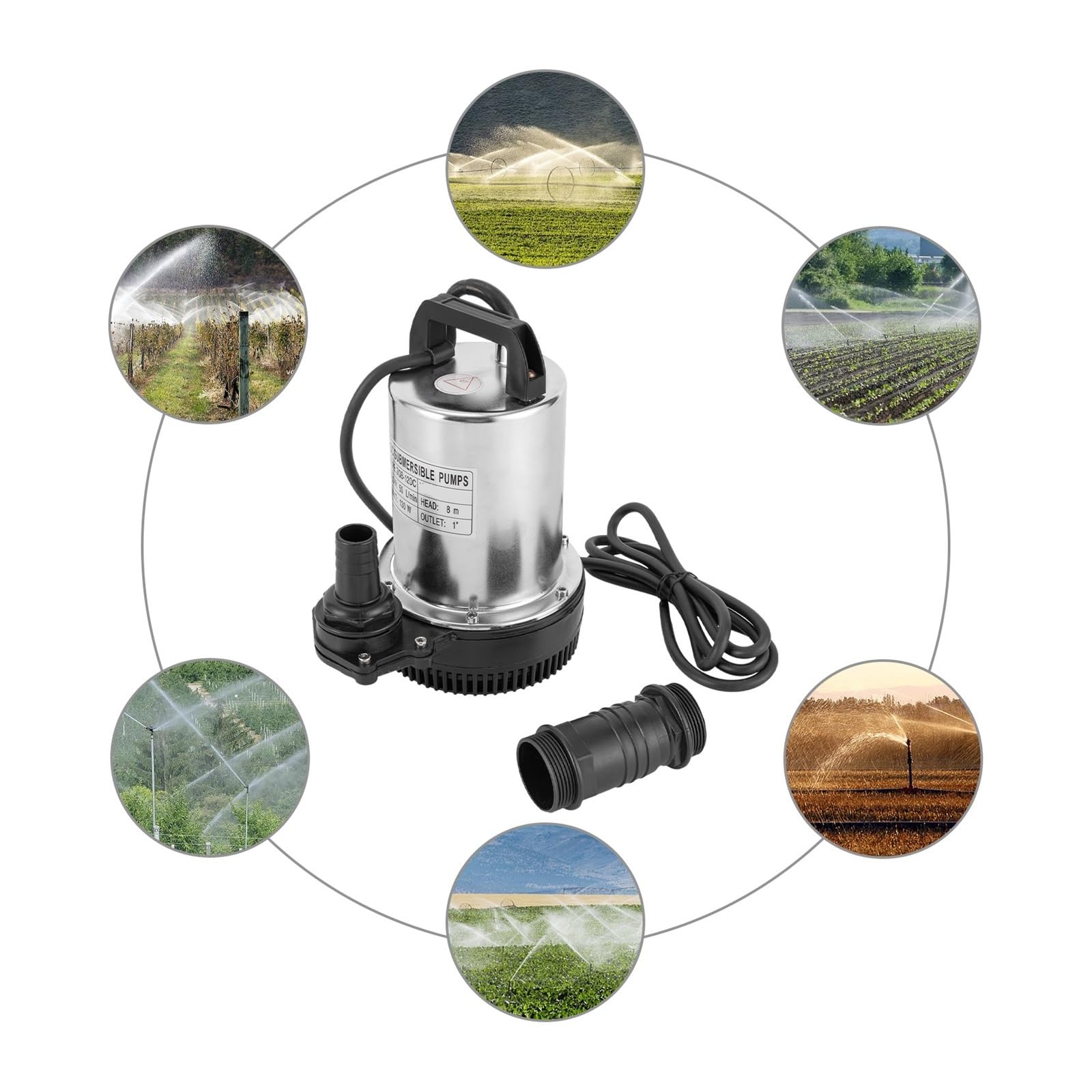 Pompa Sommergibile Da 160 W, 12 V CC, 6000 L/H, Di Alimentazione Del'acqua Ad Alta Pressione, Profondità Immersione In Acciaio Inossidabile 0,5 A 8 M Drenaggio Ad Alta Efficienza