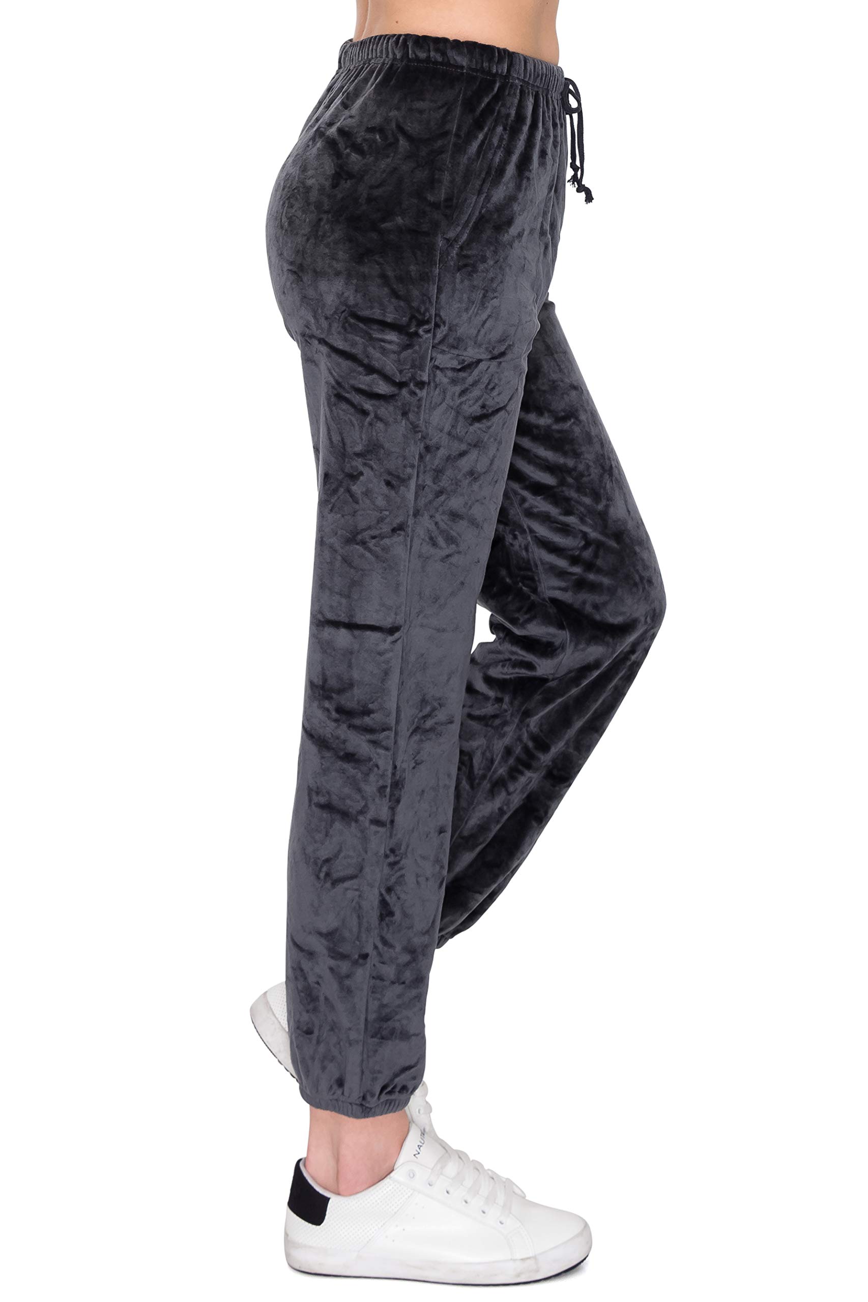 ALWAYS Pantalones de felpa mullidos para mujer, súper suaves, cálidos, cálidos, de invierno, para dormir, para dormir - gris - Small