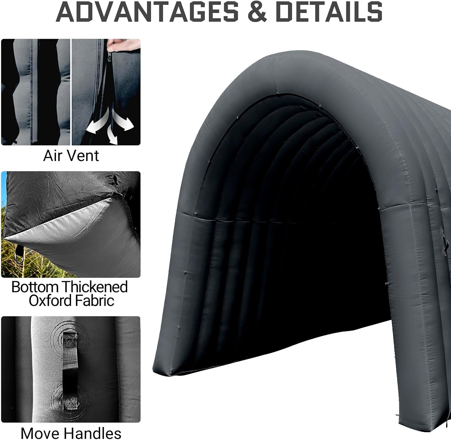 OZIS 24FT Inflatable Tunnel Sports Tunnel Entrance with Installed Blower Inflatable Tunnel Tent for Business Advertising Event Exhibition Promotion,Street,Shop,Supermarket,School(Black, 24x10x10Ft)