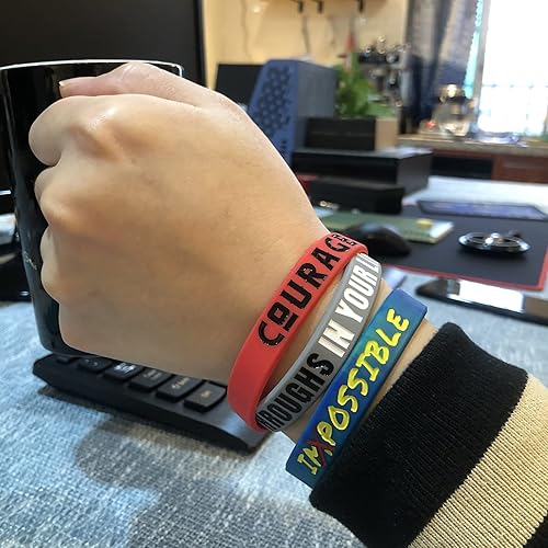 Miniatura 7 de Pulseras motivacionales para hombres, mujeres y adolescentes, pulseras inspiradoras de silicona unisex para adultos