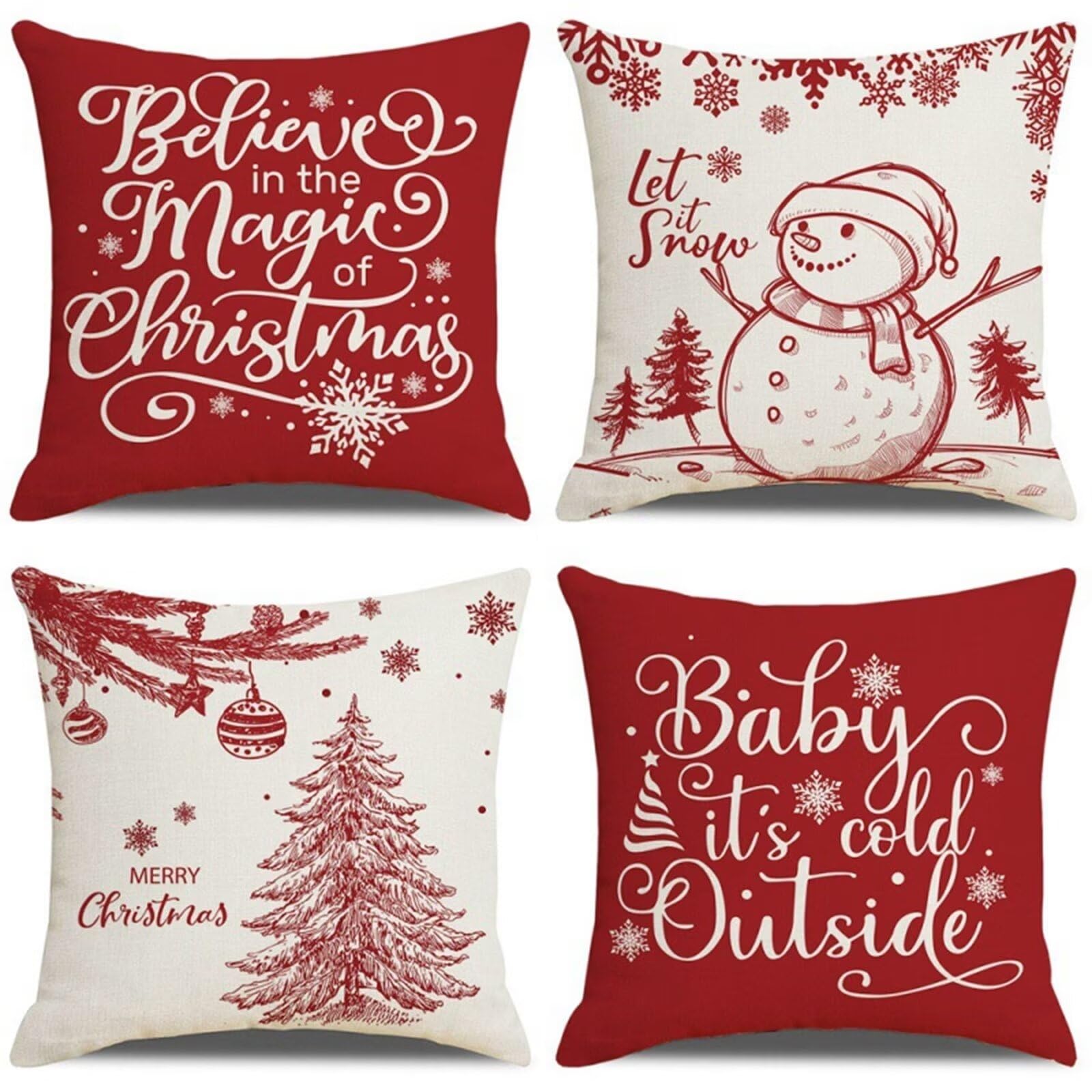 Housse coussin 50x50 Noël double face pour remplacer les taies rêches par un décor doux de salon