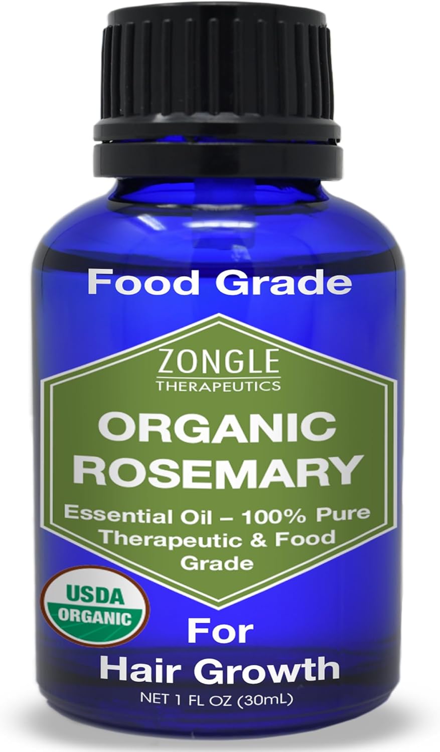 Organic, Rosemary Oil, Food Grade, for Hair, Growth  100% Pure, Edible, Rosemary Essential Oil, by Zongle Therapeutics, 1 OZ