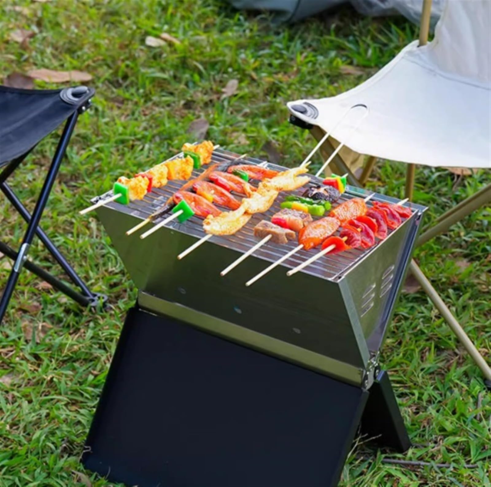 Grill Kempingowy Przenośny Grill Na Zewnątrz Ze Stali Nierdzewnej Składane Grille Węglowe Na Kemping Imprezy Grillowe