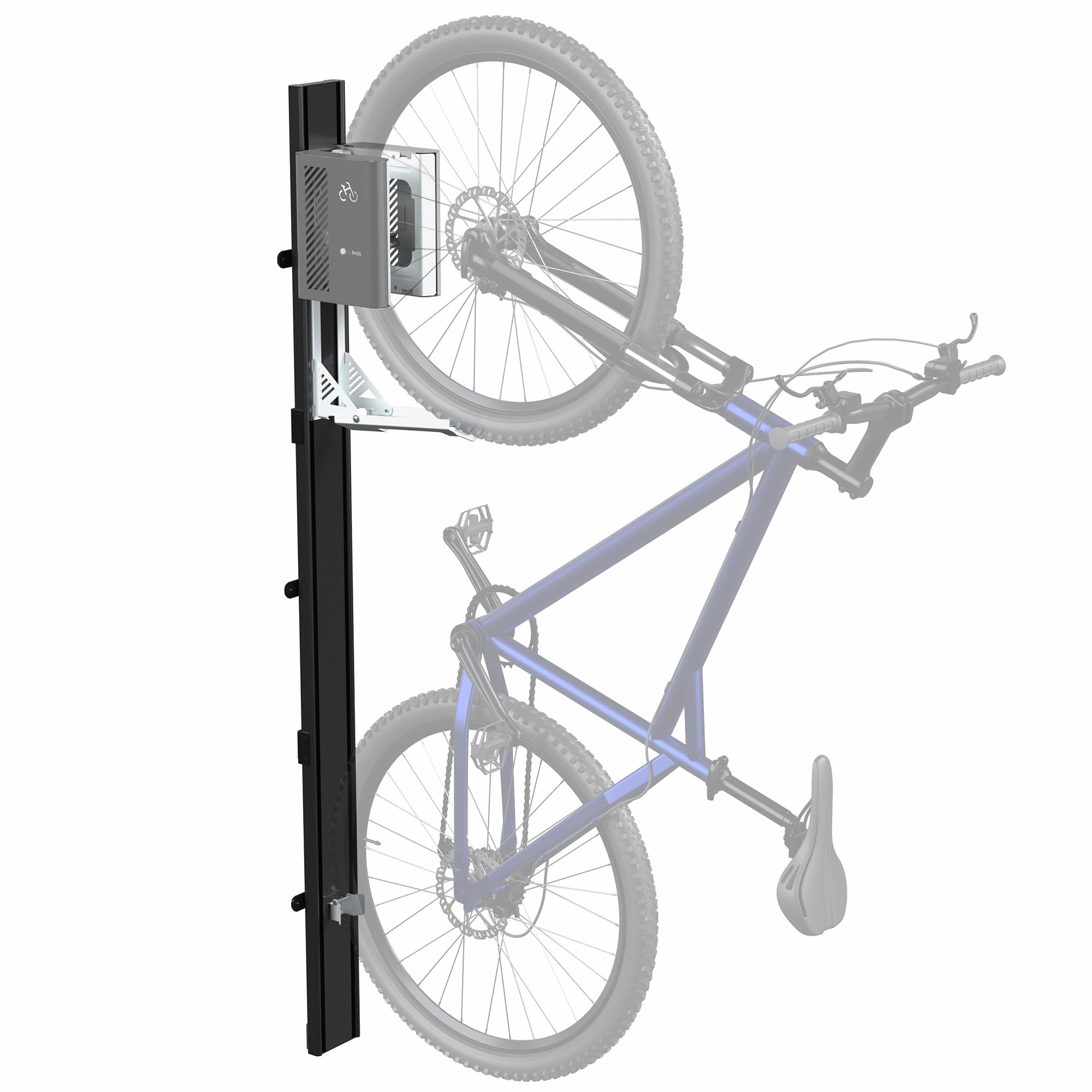 Life Finds Vertical Wall-Mounted Bike Rack with Mechanical Lift, Easy Bicycle Storage, Black, LF-EBR1