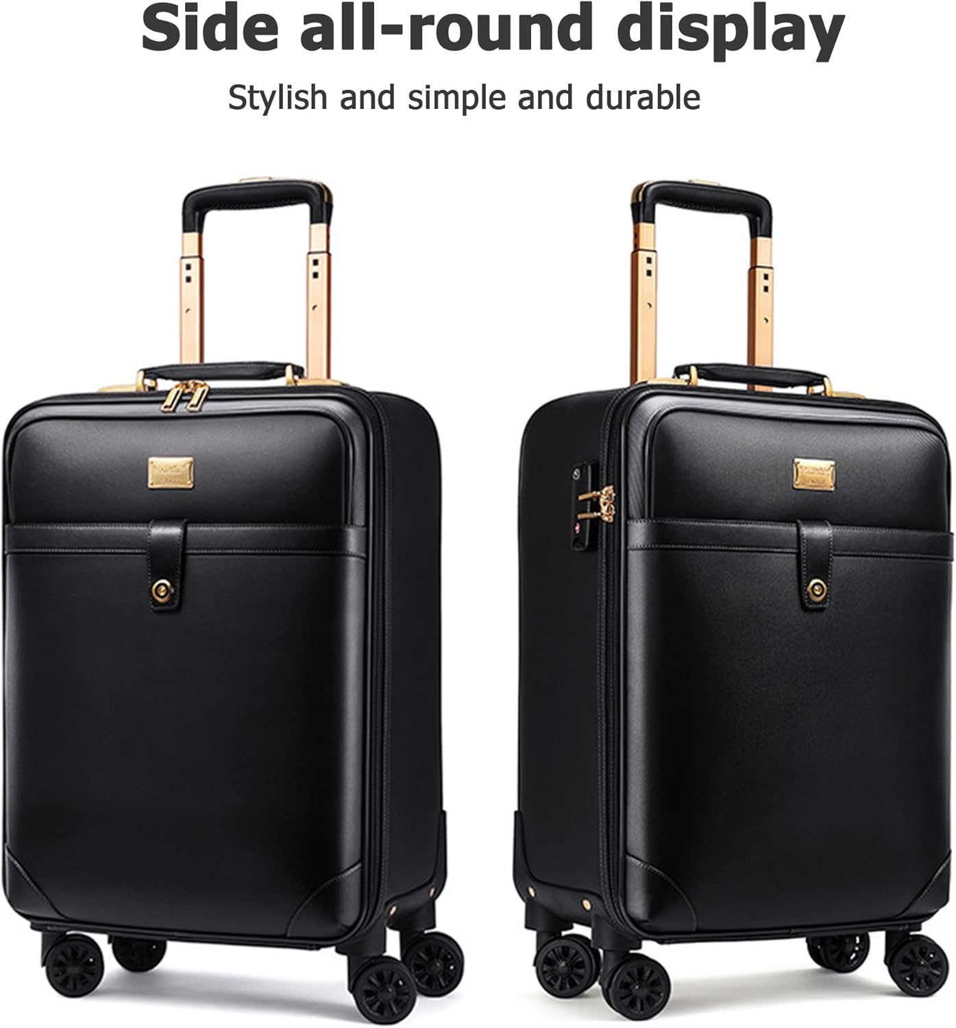 feilario 2Pcs Leather Business Spinner Wheel Luggage Waterproof Carry-On Suitcase with TSA Lock - Capacity 36-55L - Image 4