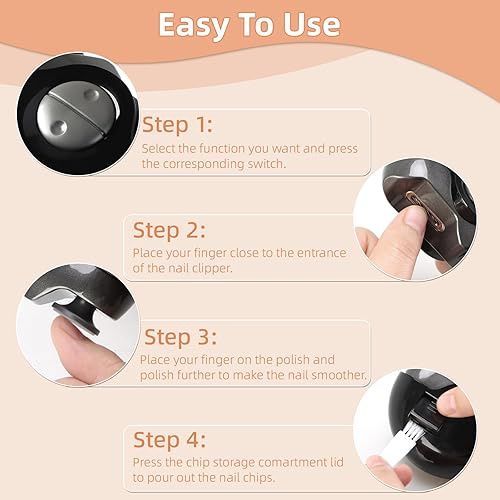 Miniatura 6 de Cortaúñas eléctrico 2 en 1 automático, cortaúñas eléctrico, recortador de uñas eléctrico, con 2 velocidades ajustables, recortador de uñas para