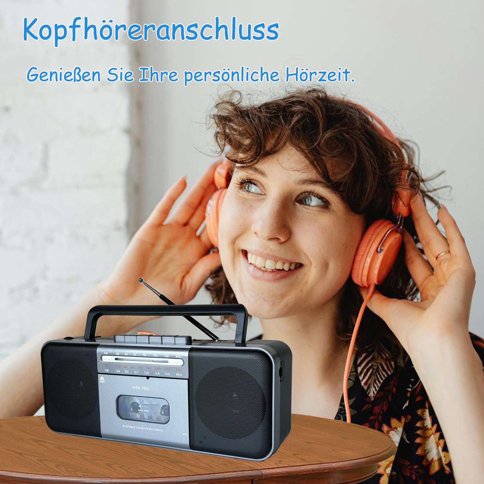 Boomboxen Tragbarer Kassettenrekorder mit AM/FM/SW-Stereoradio, Bluetooth, Aufnahme auf Kassette/USB/SD über Mikrofon, Kassette-zu-MP3-Konverter, 10-W-Lautsprecher, AC/DC-Stromversorgung