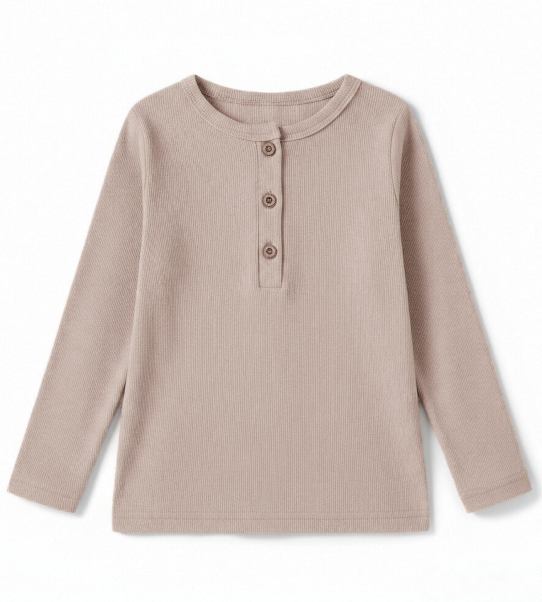 Kids Long Sleeve Henley Shirt Ribbed Cotton T-Shirt 2-7 Years