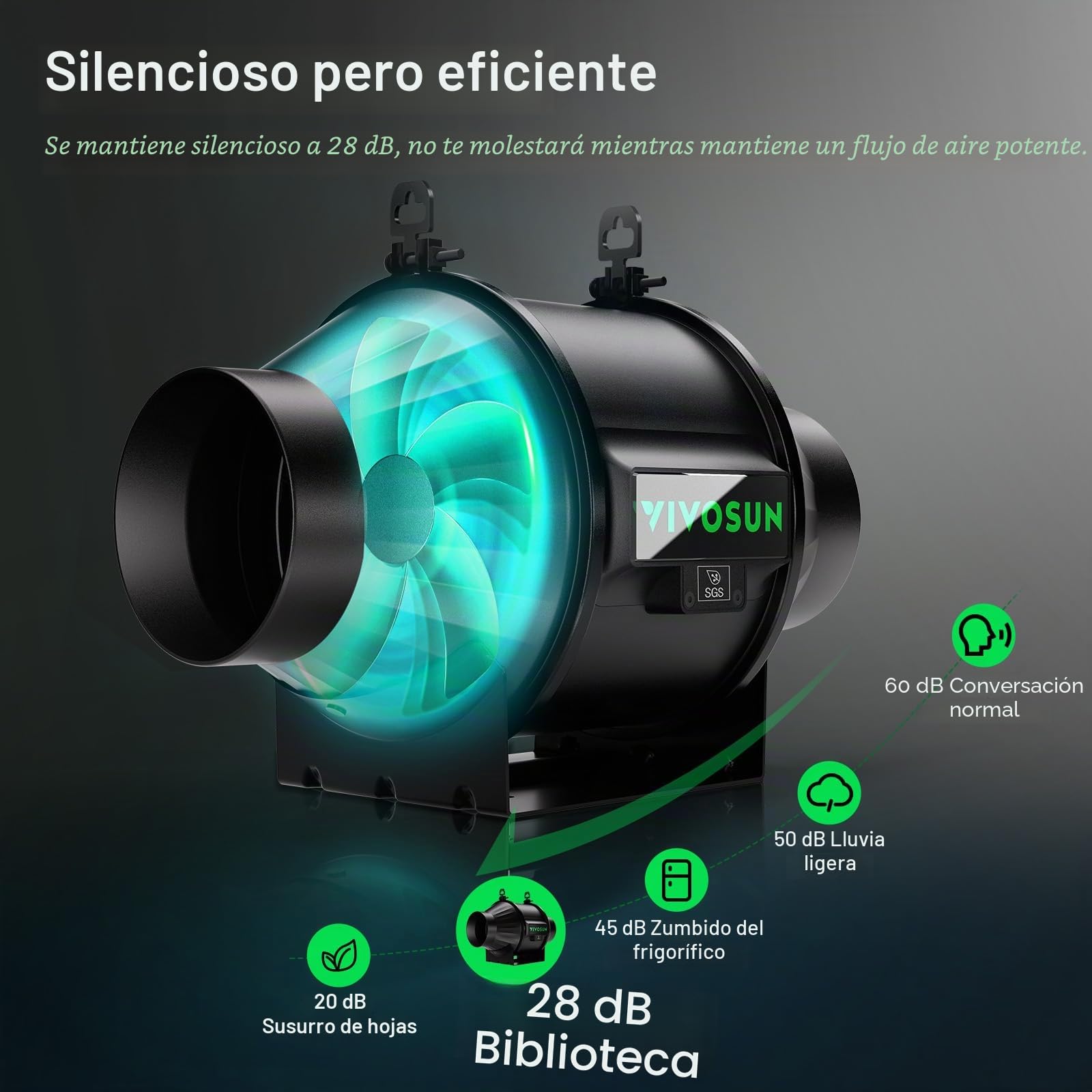 VIVOSUN Ventilador de Conducto AeroZesh T4 100 mm 357 m³/h Ventilador de Extracción con Regulador de Velocidad E12, Control PWM, Programable para Tiendas de Cultivo y Ventilación Interior