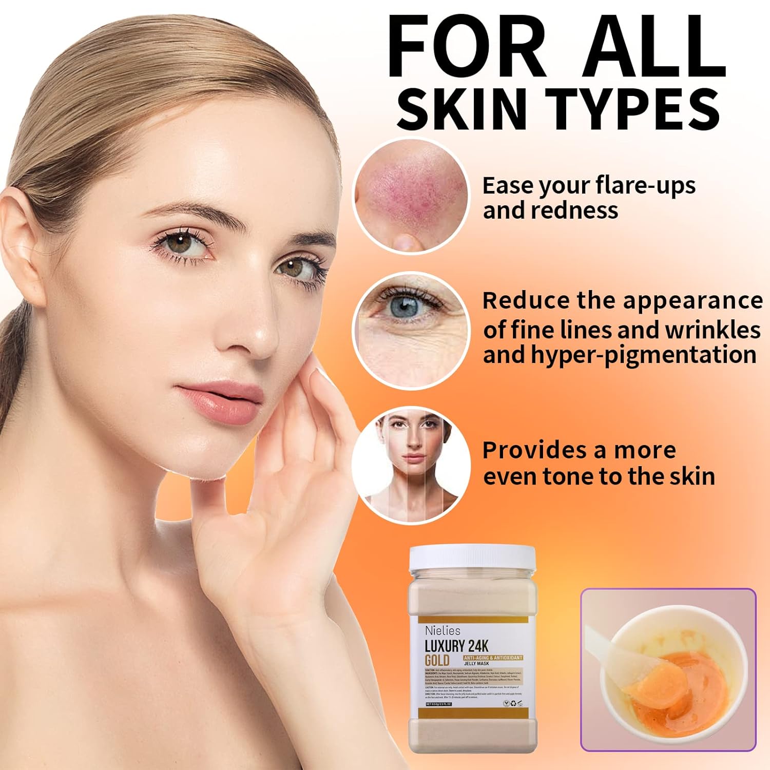 Vampire & 24K Gold Jelly Mask, Facial Skin Care- Collagen Peel-Off Jelly Mask Set, Jelly Mask For Facials, Hydrojelly Masks,Vegan Peel Off Face Mask, For Brightening & Nourishing