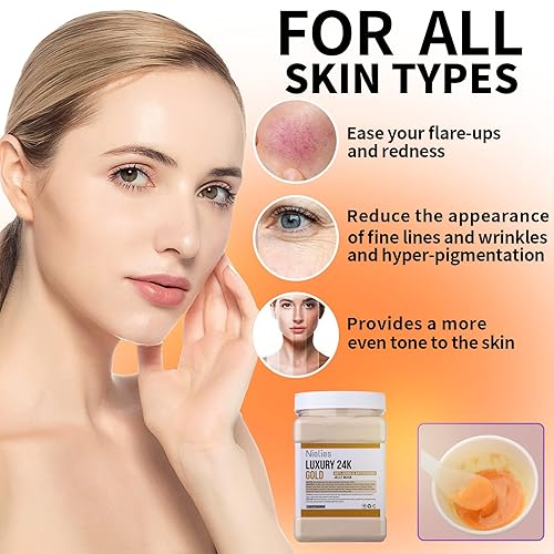 Miniatura 3 de Máscara de gelatina de oro de 24 quilates y ácido hialurónico, cuidado de la piel facial, juego de mascarillas de gelatina de colágeno para