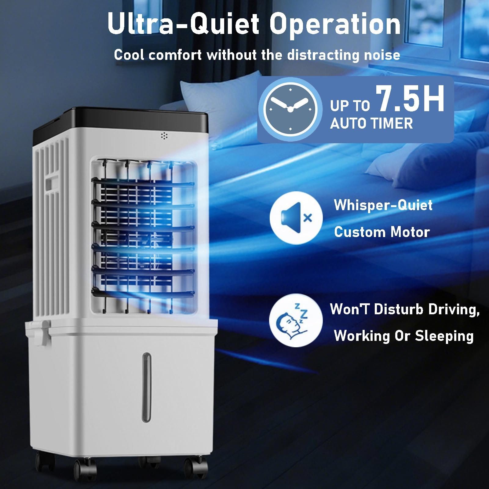 Aire Acondicionado Portátil de 15 L, Unidad Enfriadora Evaporativa para Habitaciones, Ventilador Sin Necesidad de Ventana Que Emite Aire Frío, con Control Remoto