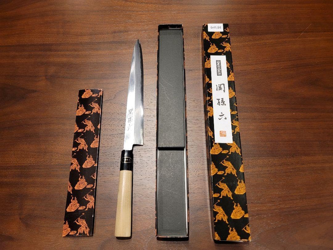 柳包丁 白紙 中古 堺一文字光秀 柳刃 白紙1号 紋鍛錬 8寸