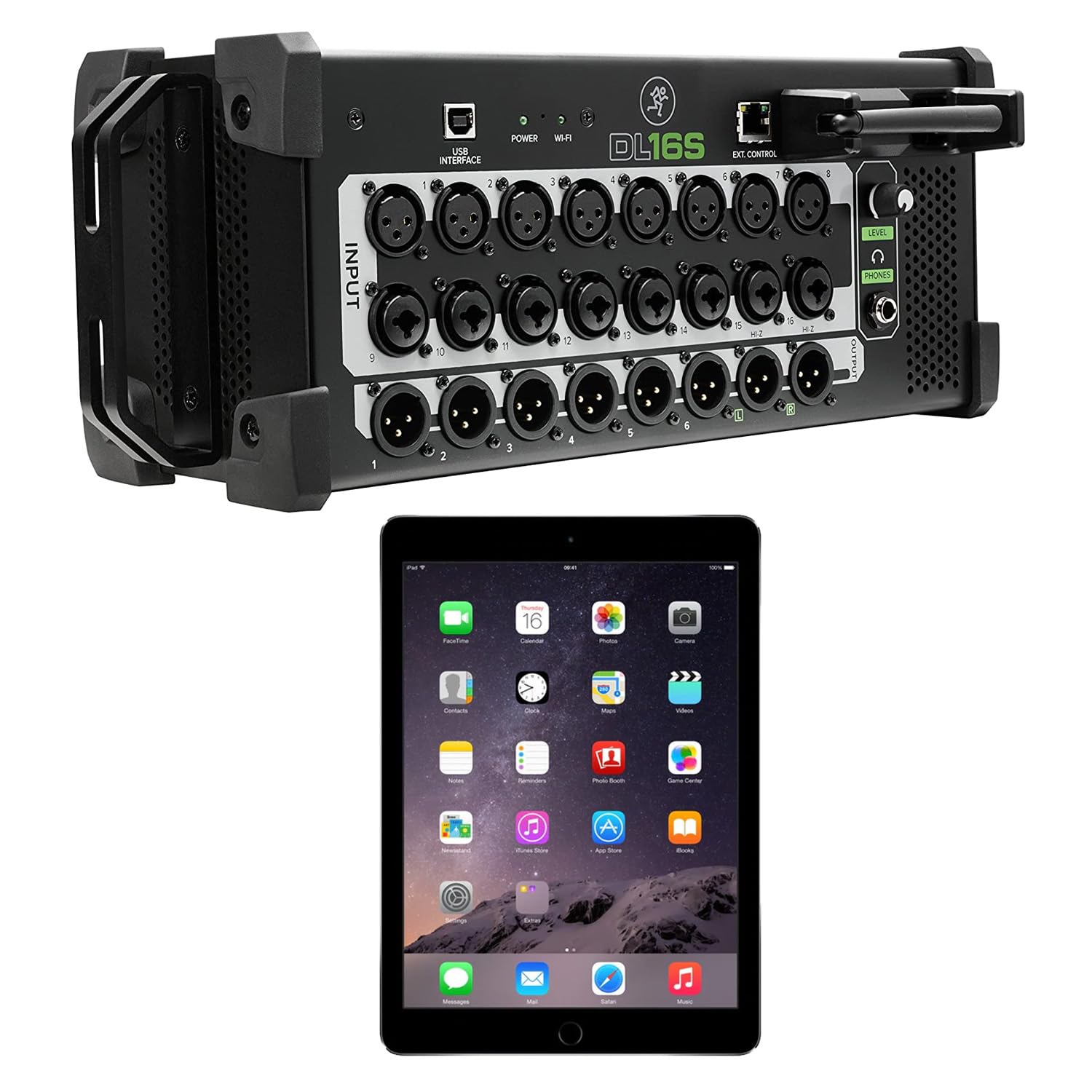 DL16S 16-Channel Wireless Digital Live Sound Mixer with Built-In Wi-Fi + iPad Air 2