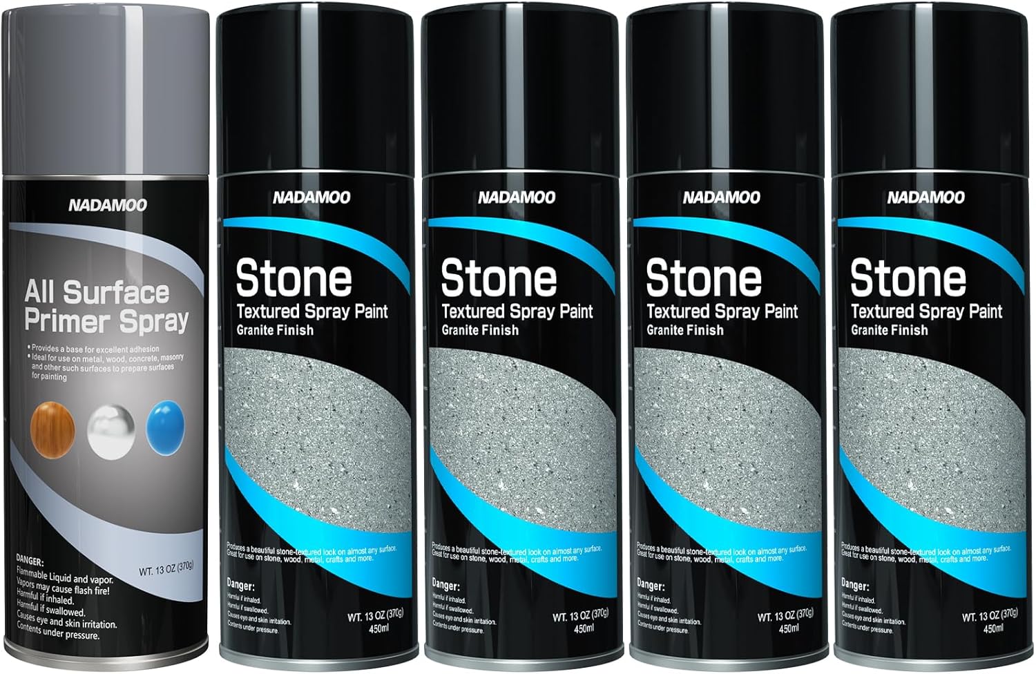 NADAMOO Primer & Stone Texture Spray Paint 4 Cans