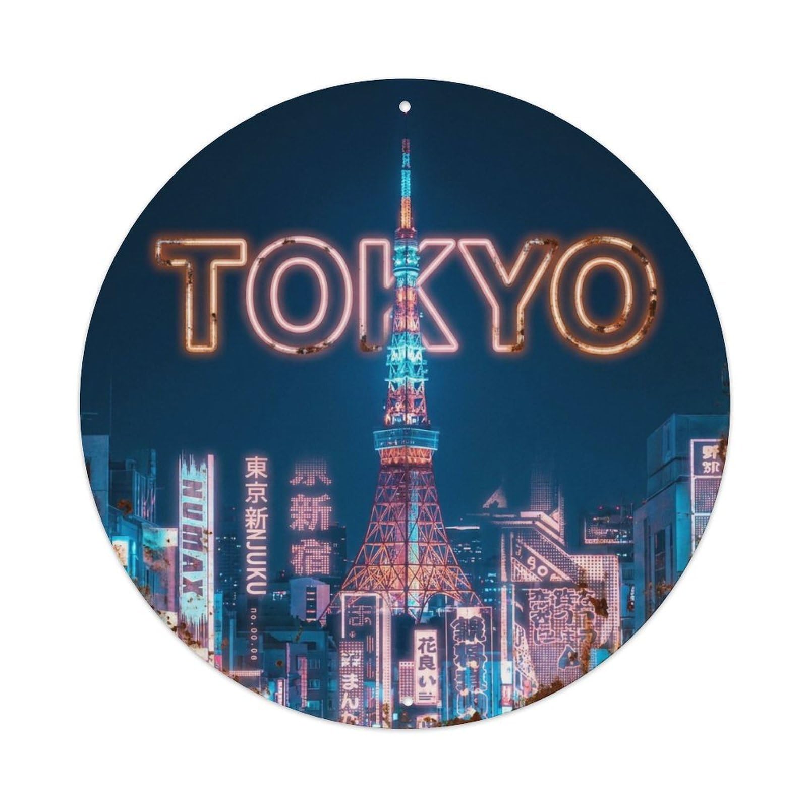 Yrnq 8X8inch Vintage Style Vintage Travel Tokyo Japan Twilight Metal Tin Sign