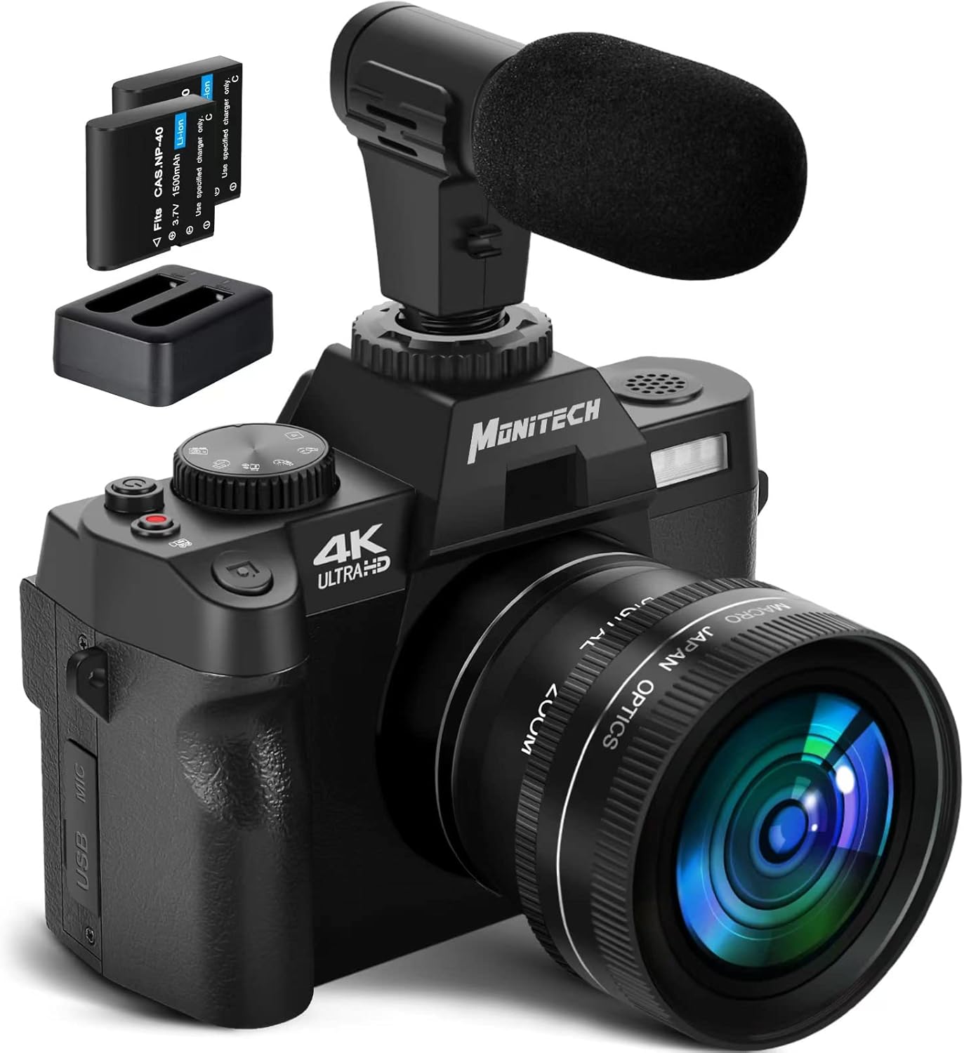 Monitech Digital Camera for Photography 4K,48MP Vlogging Camera for