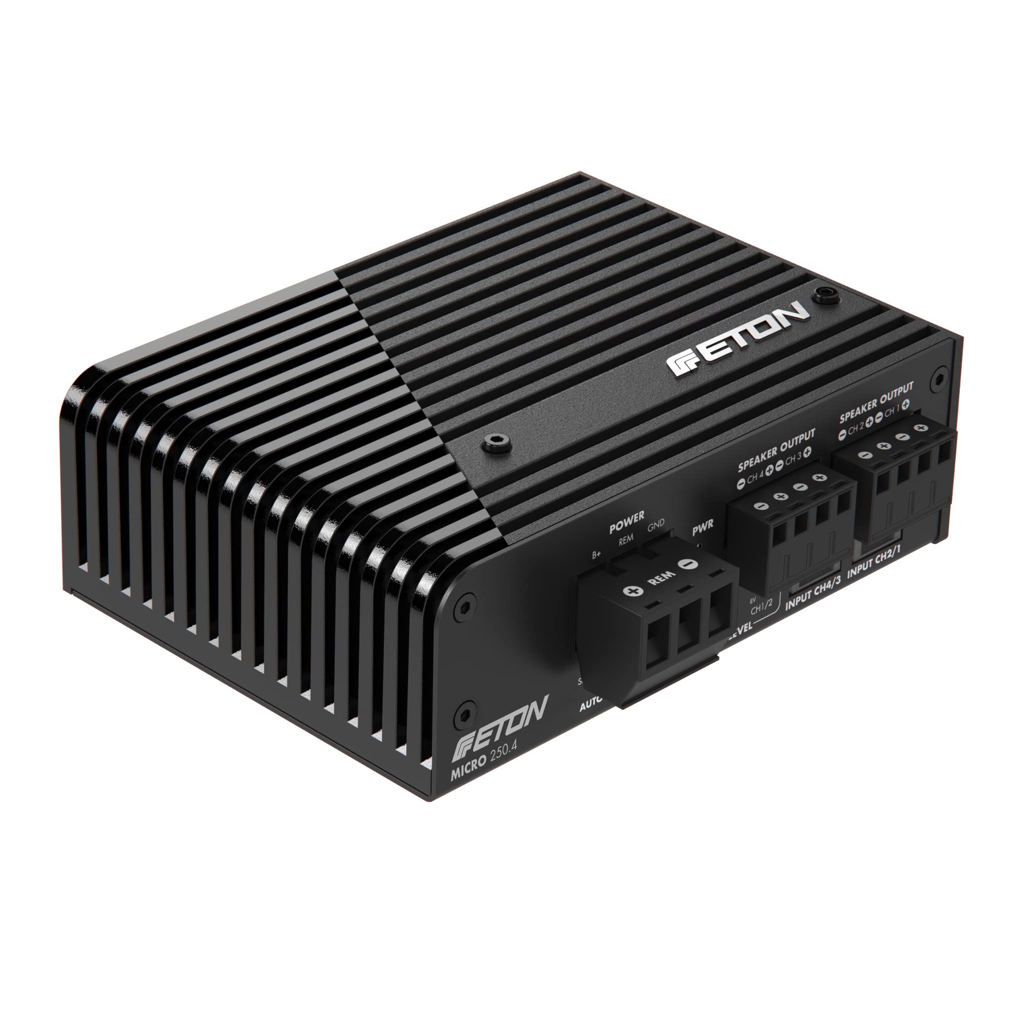 ETON Micro 250.4 – sehr kompakte 4-Kanal Endstufe, Class-D Digital Verstärker, perfekt für PKWs und Reisemobile