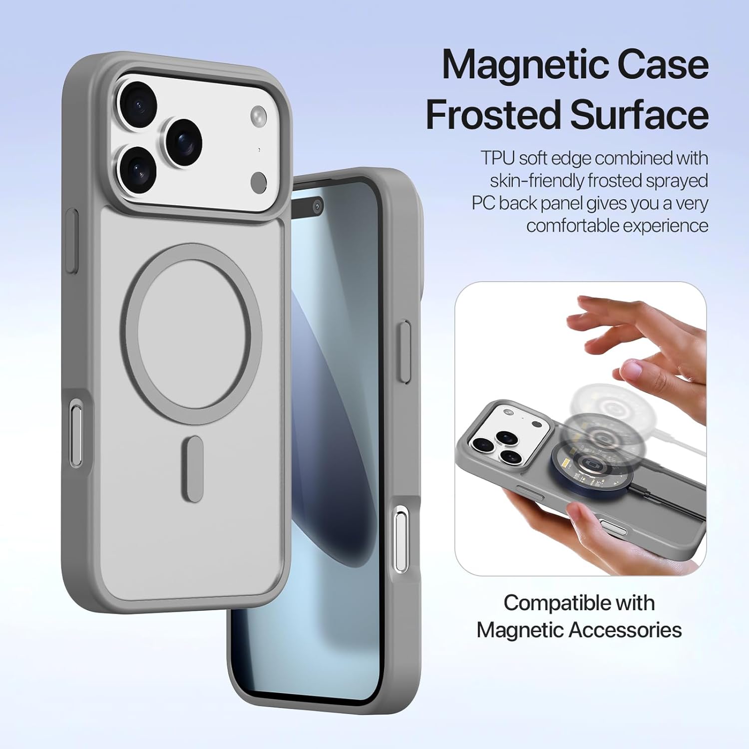 Compatible with i Phone 17 pro max case Wallet, Detachable i 17 pro max Wallet case for Women/Men, Kickstand, Multiple Slots (Gray, for i Phone 17 pro max)