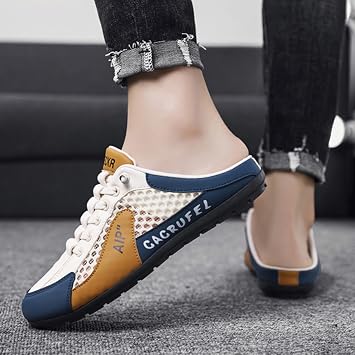 Men'S Backless Sneakers Slip On Shoes,Outdoor All-Match Casual Mule Open Back Sneaker,Lightweight,Fashionable,Breathable,For Daily Outing,Shopping,Work