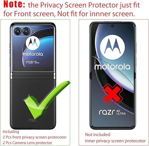 Vista 2 de Protector de pantalla de privacidad para Motorola Razr 40 Ultra (2023) [2 unidades] Protector de pantalla de privacidad rWith [2 unidades] Protector