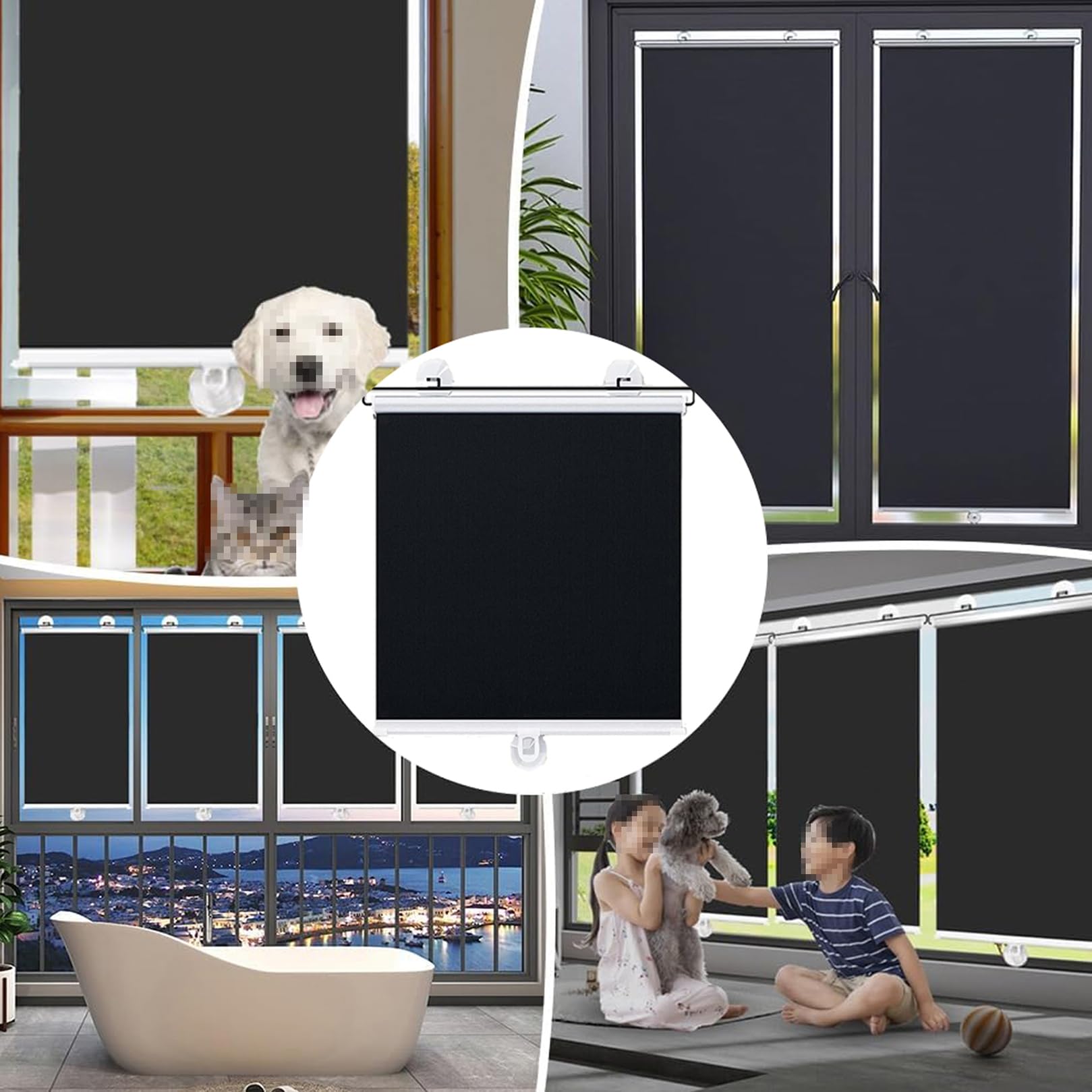 Persianas enrollables opacas de 58 x 160 cm, aislamiento térmico, instalación sin taladros, persianas opacas extraíbles para privacidad en la sala de estar, dormitorio, oficina y coche, fácil