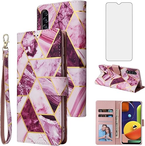 Asuwish Compatible con Xiaomi Redmi 9A Redme 9i Funda tipo cartera y protector de pantalla de vidrio templado, soporte de cuero con tapa para