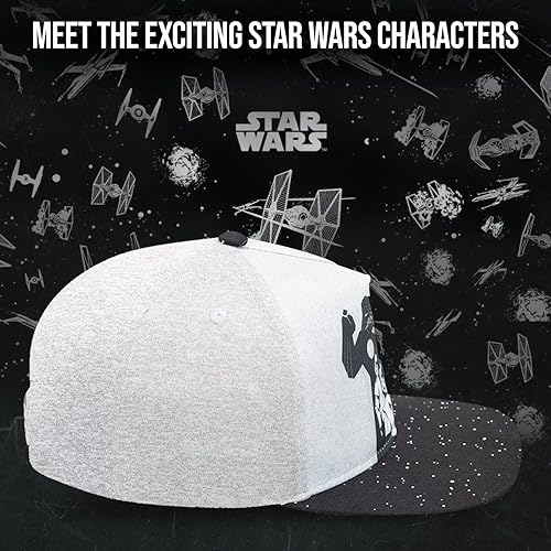 Miniatura 4 de Gorra de béisbol Star Wars clásica con logo bordado de ala plana, para niños y jóvenes