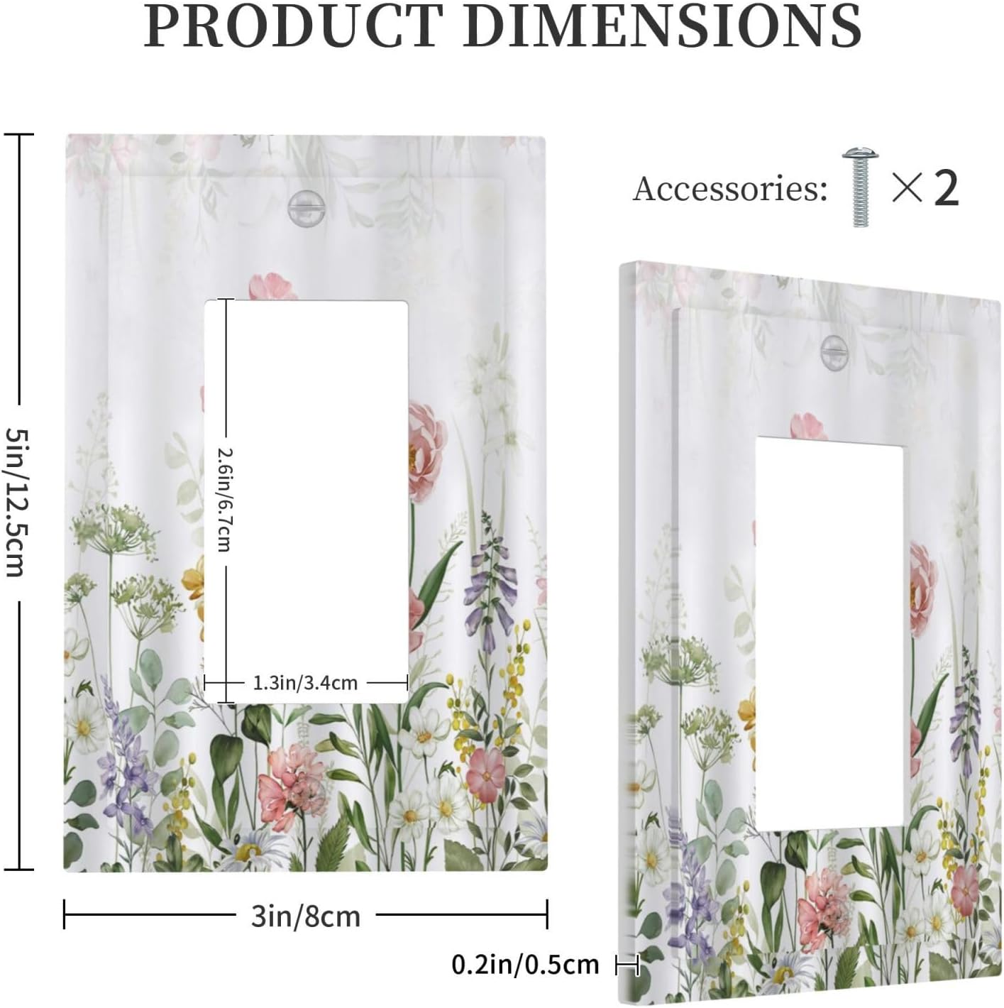 Boho Colorful Floral Plants Single Rocker Light Switch Cover 1 Gang Outlet Cover Decorative Pink Wild Flower Green Leaves Gfci Electrical Wall Plate Dimmer Switchplate Faceplate for Bathroom Decora image 5