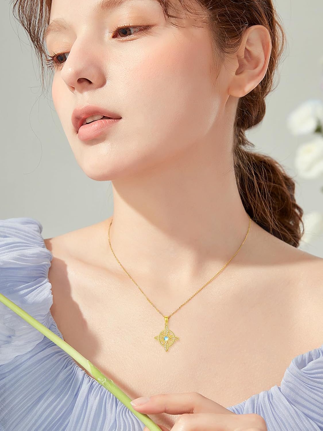 14K Solid Gold Celtic Knot Necklace for Women, Real Gold Amulet Pendant, Irish Pendant Necklace, Jewelry Mother's Day Birthday Gifts for Women, Girlfriend, Wife, Mom, Her - Image 3