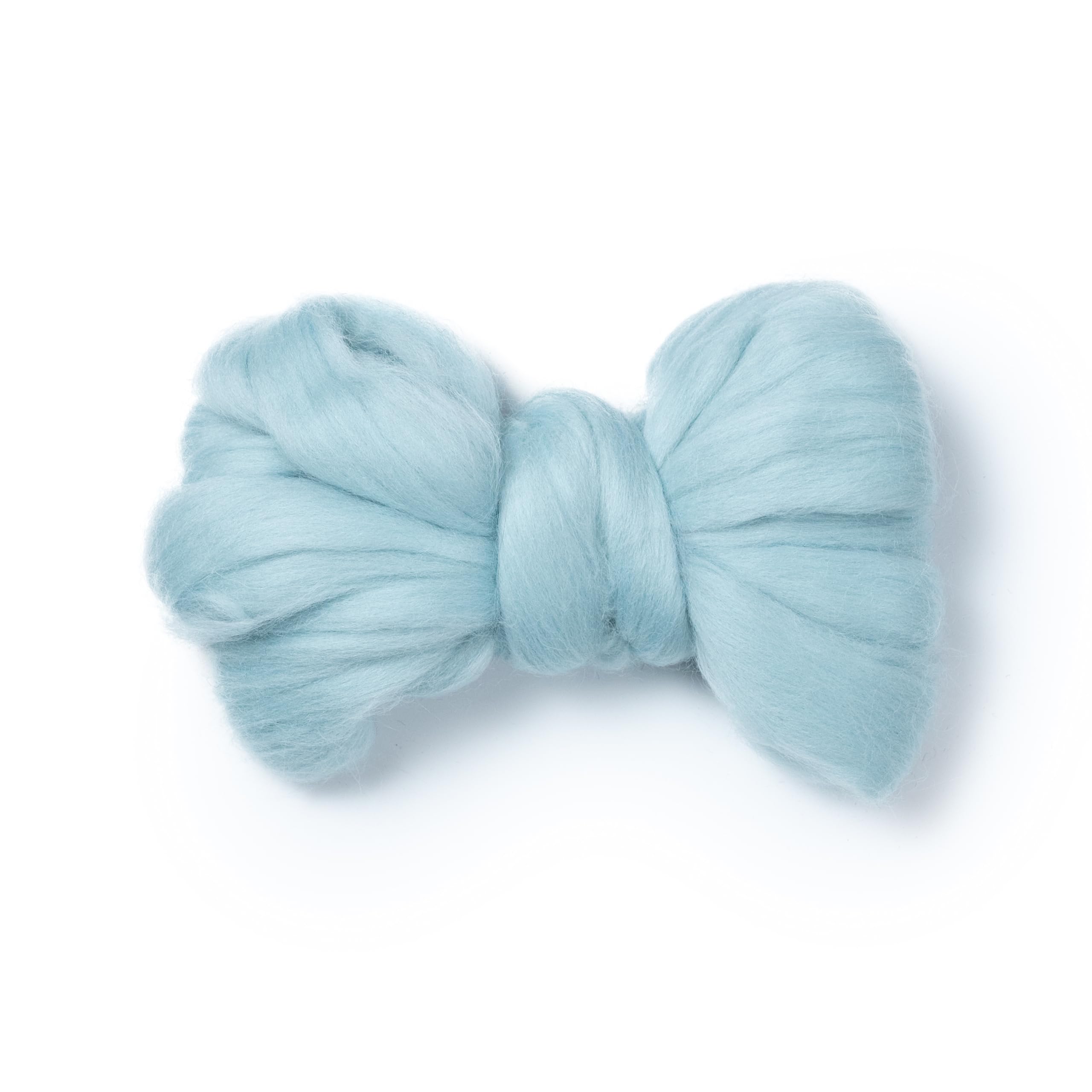 Kondoos Natural Wool roving, 2 OZ. Best Wool for Needle Felting and Wet Felting, handcrafts and DIY Spinning Projects, Wool Felting Supplies. Dyed Colors. (Light Blue, 2 oz)
