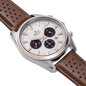 Amazon.com: Orient Stretto Solar Chronograph White Dial Brown