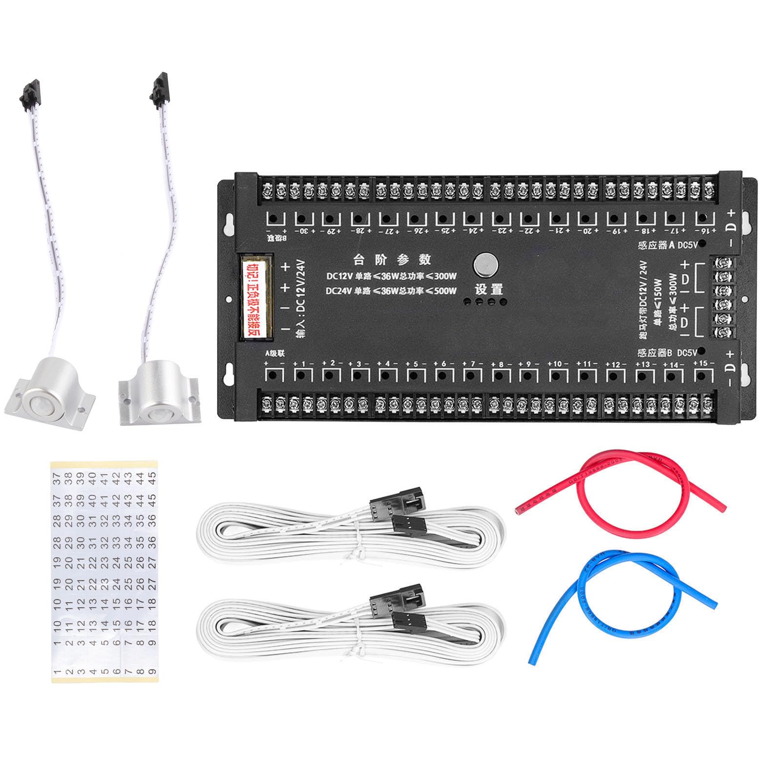 Luci per scale con sensore di movimento, Luminosità regolabile, 5 livelli, Controller di rilevamento del movimento, Protezione IP20, Configurazione semplice, per percorsi