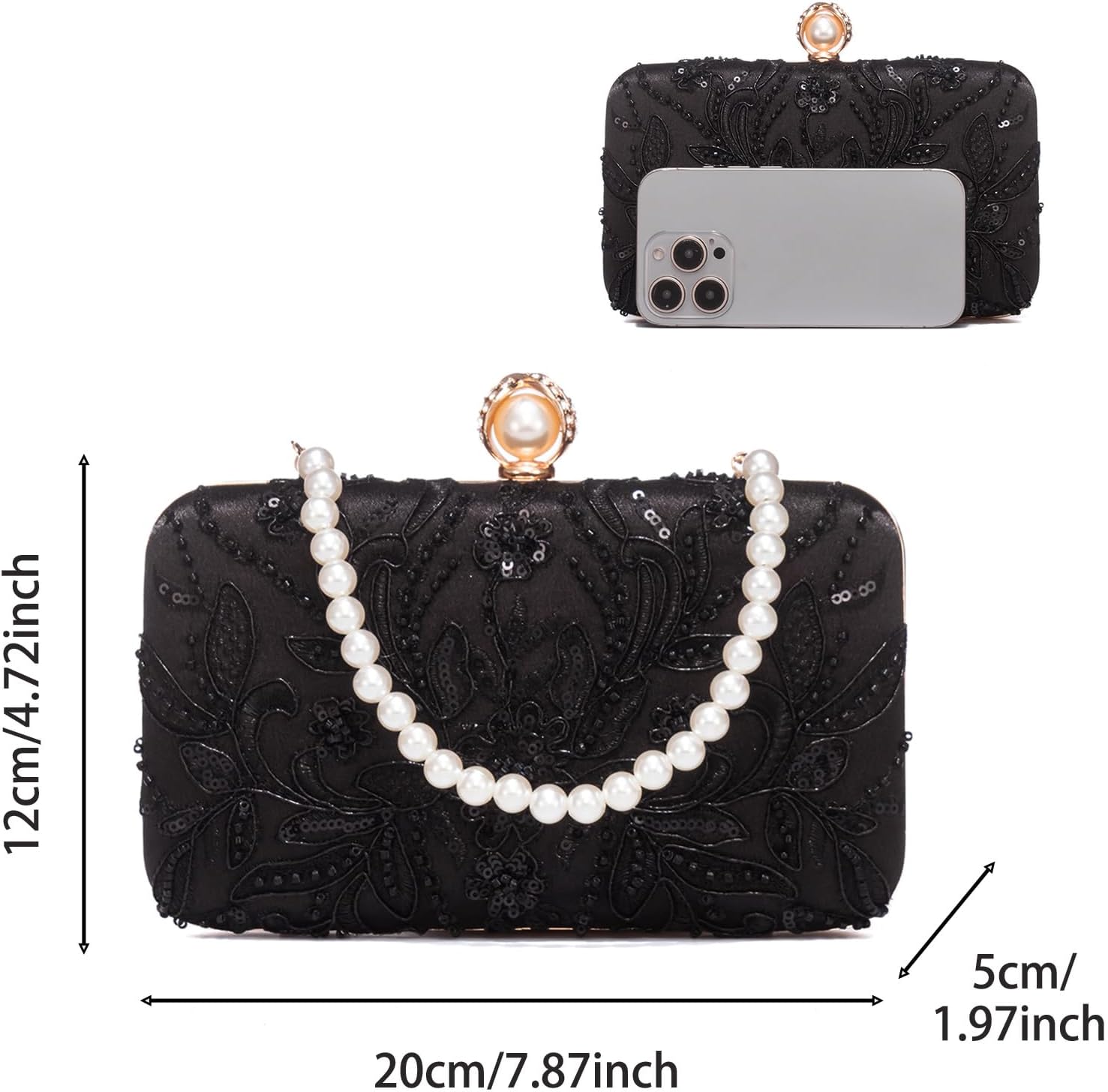 YYW Clutch Purses for Women Evening Bag Sequins Beaded Party Handbag Wedding Purse - Image 4